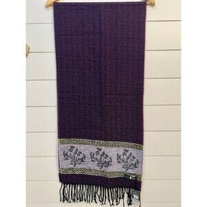 Calzeat Of Scotland Celtic Collection Wool Blend Thistle Purple Scarf